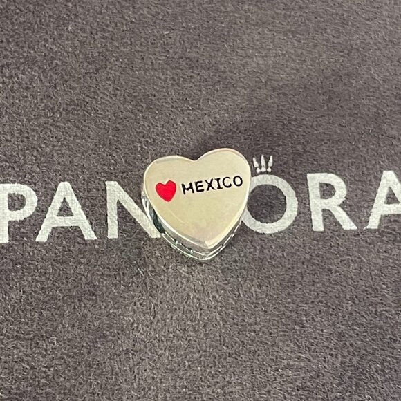 2 Pandora Mexico Flag Charm Heart Bead Charm Love Mexico S925 Sterling Silver - Picture 4 of 4